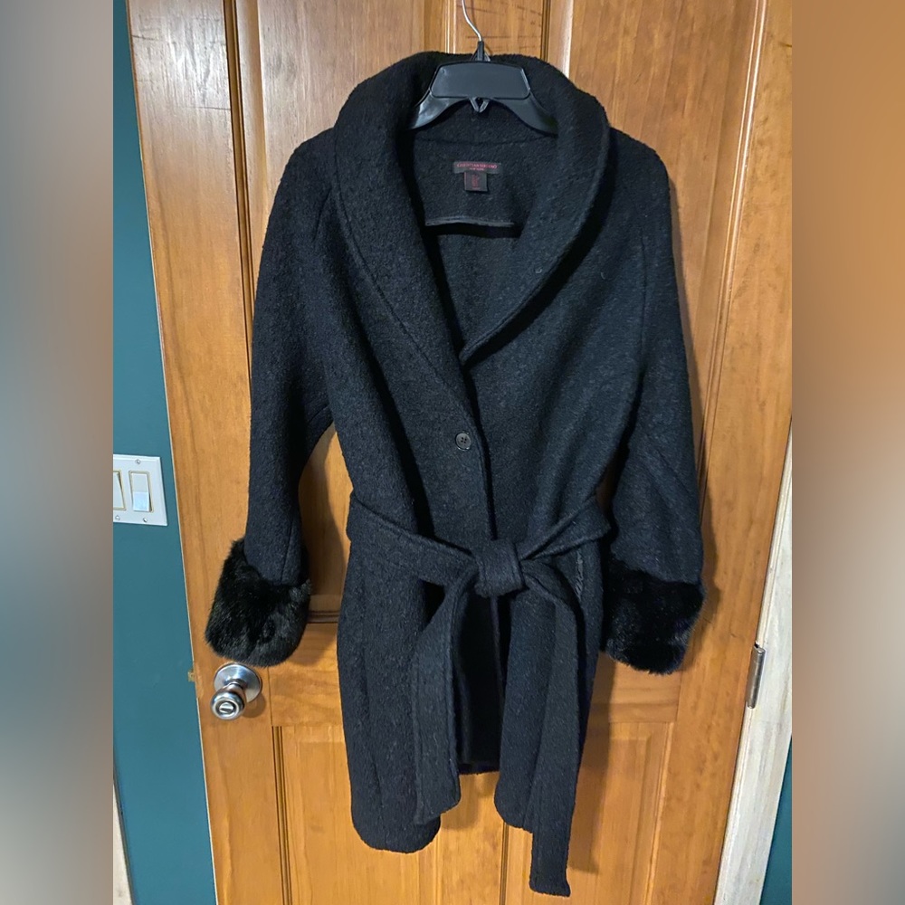 Christian Soriano NEW YORK Black wool wrap car coat. Size Small. Barely worn.